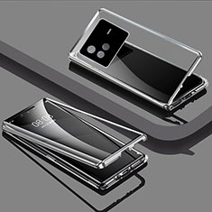 Vivo X80 5G用ケース 高級感 手触り良い アルミメタル 製の金属製 360度 フルカバーバンパー 鏡面 カバー P01 Vivo シルバー