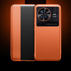 Vivo X80 5G用手帳型 レザーケース スタンド カバー L01 Vivo オレンジ