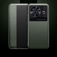Vivo X80 5G用手帳型 レザーケース スタンド カバー L01 Vivo グリーン