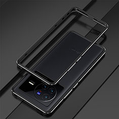 Vivo X80 5G用ケース 高級感 手触り良い アルミメタル 製の金属製 バンパー カバー Vivo ブラック