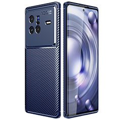 ネイビー Vivo X80 5G用シリコンケース ソフトタッチラバー ツイル カバー Vivo ネイビー