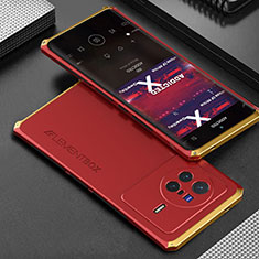 Vivo X80 5G用360度 フルカバー ケース 高級感 手触り良い アルミメタル 製の金属製 Vivo ゴールド・レッド