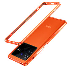 Vivo X80 5G用ケース 高級感 手触り良い アルミメタル 製の金属製 バンパー カバー JZ1 Vivo オレンジ