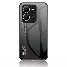Vivo X80 Lite 5G用ハイブリットバンパーケース プラスチック 鏡面 虹 グラデーション 勾配色 カバー LS1 Vivo ダークグレー