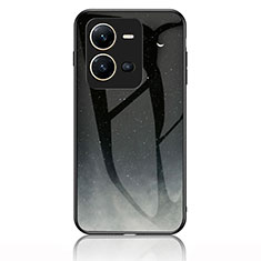 Vivo X80 Lite 5G用ハイブリットバンパーケース プラスチック パターン 鏡面 カバー LS1 Vivo グレー
