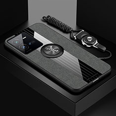 Vivo X80 Lite 5G用極薄ソフトケース シリコンケース 耐衝撃 全面保護 アンド指輪 マグネット式 バンパー X03L Vivo グレー