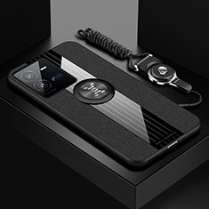 Vivo X80 Lite 5G用極薄ソフトケース シリコンケース 耐衝撃 全面保護 アンド指輪 マグネット式 バンパー X03L Vivo ブラック