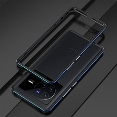Vivo X80 Pro 5G用ケース 高級感 手触り良い アルミメタル 製の金属製 バンパー カバー Vivo ネイビー・ブラック