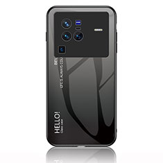 Vivo X80 Pro 5G用ハイブリットバンパーケース プラスチック 鏡面 虹 グラデーション 勾配色 カバー LS1 Vivo ダークグレー