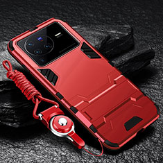 Vivo X80 Pro 5G用ハイブリットバンパーケース スタンド プラスチック 兼シリコーン カバー R01 Vivo レッド