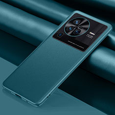 Vivo X80 Pro 5G用ケース 高級感 手触り良いレザー柄 QK1 Vivo シアン