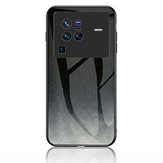 Vivo X80 Pro 5G用ハイブリットバンパーケース プラスチック パターン 鏡面 カバー LS1 Vivo グレー