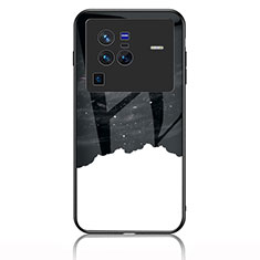Vivo X80 Pro 5G用ハイブリットバンパーケース プラスチック パターン 鏡面 カバー LS1 Vivo ブラック