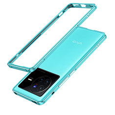 Vivo X80 Pro 5G用ケース 高級感 手触り良い アルミメタル 製の金属製 バンパー カバー JZ1 Vivo ブルー