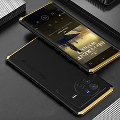 Vivo X80 Pro 5G用360度 フルカバー ケース 高級感 手触り良い アルミメタル 製の金属製 Vivo ゴールド・ブラック