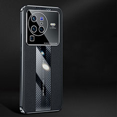 Vivo X80 Pro 5G用ケース 高級感 手触り良いレザー柄 JB1 Vivo ブラック