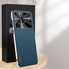 Vivo X80 Pro 5G用ケース 高級感 手触り良いレザー柄 AT1 Vivo ネイビー