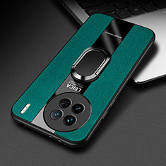 Vivo X90 5G用シリコンケース ソフトタッチラバー レザー柄 アンド指輪 マグネット式 PB2 Vivo グリーン