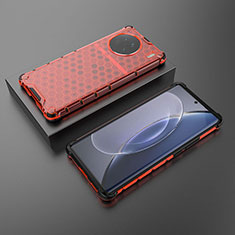 Vivo X90 5G用360度 フルカバー ハイブリットバンパーケース クリア透明 プラスチック カバー AM2 Vivo レッド
