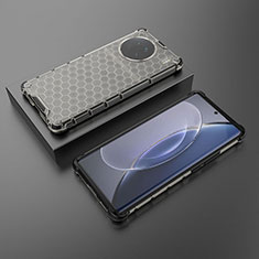 Vivo X90 5G用360度 フルカバー ハイブリットバンパーケース クリア透明 プラスチック カバー AM2 Vivo ブラック