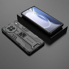 Vivo X90 5G用ハイブリットバンパーケース スタンド プラスチック 兼シリコーン カバー マグネット式 KC2 Vivo ブラック