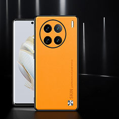 Vivo X90 5G用ケース 高級感 手触り良いレザー柄 S03 Vivo オレンジ