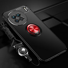 Vivo X90 5G用極薄ソフトケース シリコンケース 耐衝撃 全面保護 アンド指輪 マグネット式 バンパー SD3 Vivo レッド・ブラック