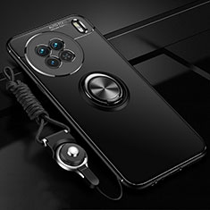 Vivo X90 5G用極薄ソフトケース シリコンケース 耐衝撃 全面保護 アンド指輪 マグネット式 バンパー SD3 Vivo ブラック