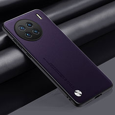 Vivo X90 5G用ケース 高級感 手触り良いレザー柄 S02 Vivo パープル