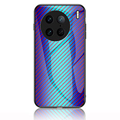 Vivo X90 5G用ハイブリットバンパーケース プラスチック 鏡面 虹 グラデーション 勾配色 カバー LS2 Vivo ネイビー