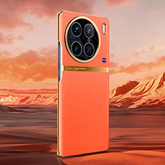 Vivo X90 Pro 5G用ケース 高級感 手触り良いレザー柄 QK2 Vivo オレンジ