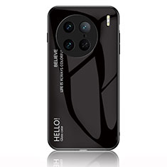 Vivo X90 Pro 5G用ハイブリットバンパーケース プラスチック 鏡面 虹 グラデーション 勾配色 カバー LS1 Vivo ブラック