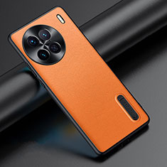 Vivo X90 Pro 5G用ケース 高級感 手触り良いレザー柄 JB3 Vivo オレンジ