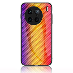 Vivo X90 Pro 5G用ハイブリットバンパーケース プラスチック 鏡面 虹 グラデーション 勾配色 カバー LS2 Vivo オレンジ