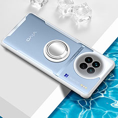 Vivo X90 Pro 5G用極薄ソフトケース シリコンケース 耐衝撃 全面保護 クリア透明 アンド指輪 マグネット式 BH1 Vivo ホワイト