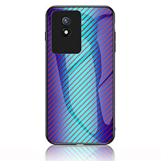 Vivo Y02A用ハイブリットバンパーケース プラスチック 鏡面 虹 グラデーション 勾配色 カバー LS2 Vivo ネイビー