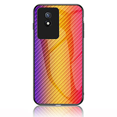Vivo Y02t用ハイブリットバンパーケース プラスチック 鏡面 虹 グラデーション 勾配色 カバー LS2 Vivo オレンジ