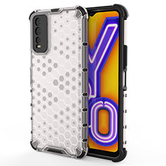 Vivo Y11s用360度 フルカバー ハイブリットバンパーケース クリア透明 プラスチック カバー AM2 Vivo ホワイト