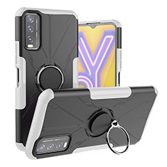 Vivo Y11s用ハイブリットバンパーケース プラスチック アンド指輪 マグネット式 JX1 Vivo シルバー