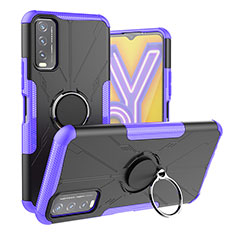 Vivo Y11s用ハイブリットバンパーケース プラスチック アンド指輪 マグネット式 JX1 Vivo パープル
