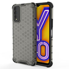 Vivo Y20用360度 フルカバー ハイブリットバンパーケース クリア透明 プラスチック カバー AM2 Vivo ブラック