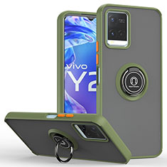 Vivo Y21e用ハイブリットバンパーケース プラスチック アンド指輪 マグネット式 QW2 Vivo オリーブグリーン