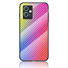 Vivo Y30 5G用ハイブリットバンパーケース プラスチック 鏡面 虹 グラデーション 勾配色 カバー LS2 Vivo ピンク