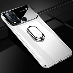 Vivo Y50用ハードケース プラスチック 質感もマット アンド指輪 マグネット式 P01 Vivo ホワイト