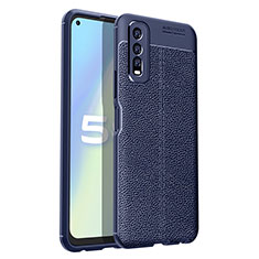 ネイビー Vivo Y50t用シリコンケース ソフトタッチラバー レザー柄 カバー Vivo ネイビー