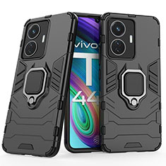 Vivo Y55 4G用ハイブリットバンパーケース プラスチック アンド指輪 マグネット式 KC1 Vivo ブラック