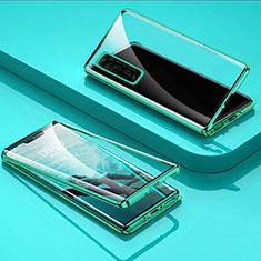 Vivo Y70t 5G用ケース 高級感 手触り良い アルミメタル 製の金属製 360度 フルカバーバンパー 鏡面 カバー Vivo グリーン