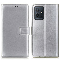 Vivo Y75 5G用手帳型 レザーケース スタンド カバー A08D Vivo シルバー