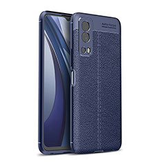 Vivo Y75s 5G用シリコンケース ソフトタッチラバー レザー柄 カバー Vivo ネイビー