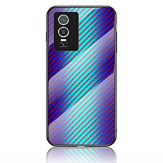 Vivo Y76 5G用ハイブリットバンパーケース プラスチック 鏡面 虹 グラデーション 勾配色 カバー LS2 Vivo ネイビー